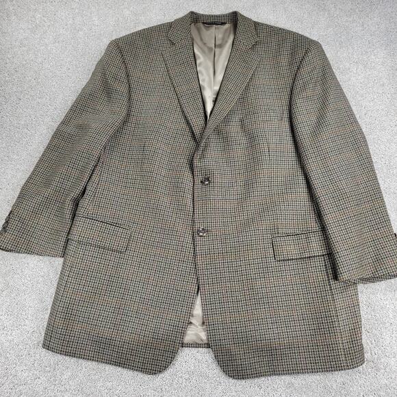 Joseph & Feiss Mens Blazer Jacket 46R Brown Lambswool Houndstooth Sports Coat - Picture 1 of 16